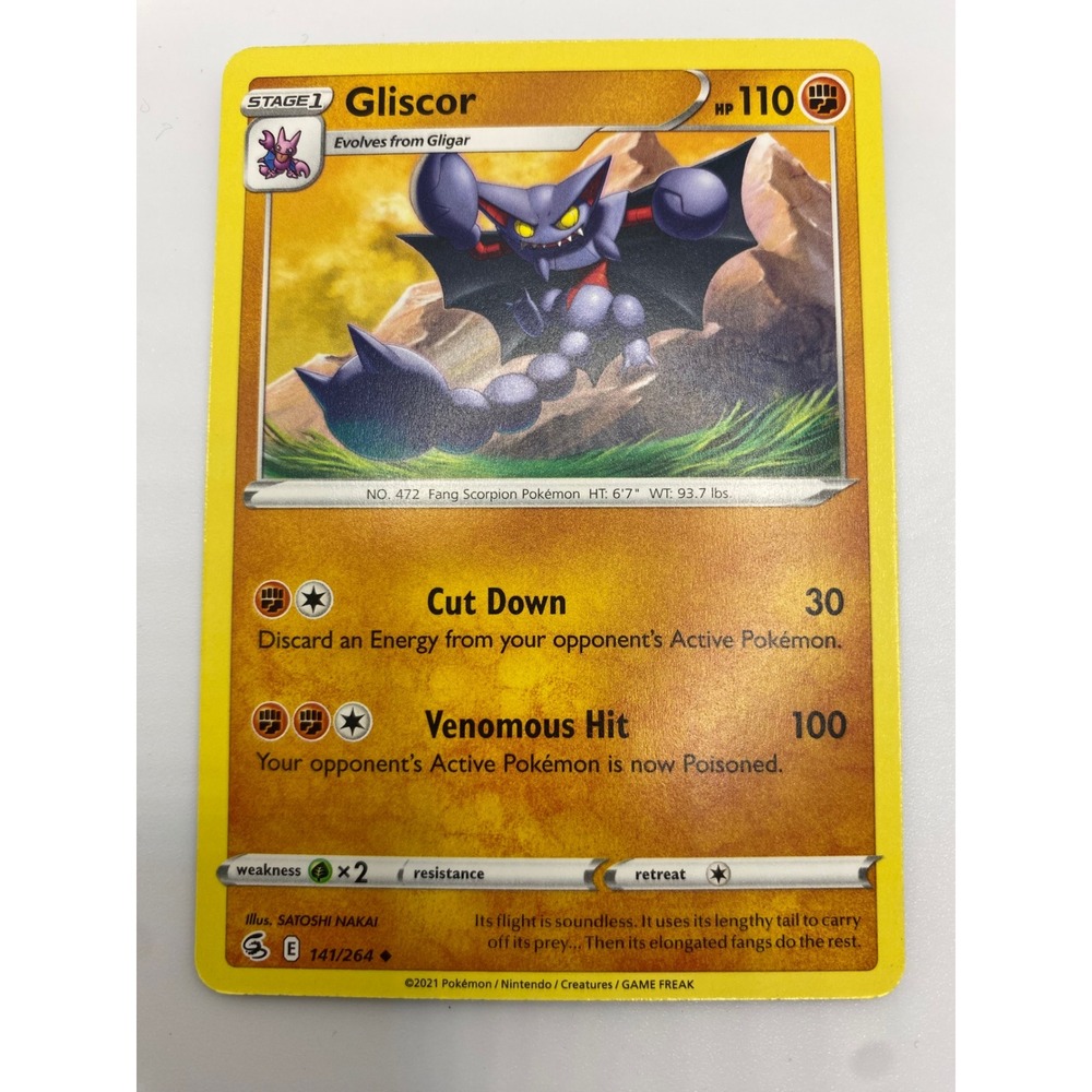 Pokemon Gliscor 141/264 Fusion Strike Fighting Type Uncommon Trading Gaming Card